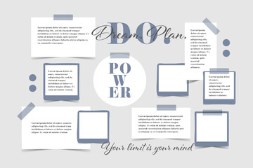 Vector photo collage template moodboard pictures grids vector illustration