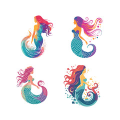 Obraz premium Mermaid illustration set for your design
