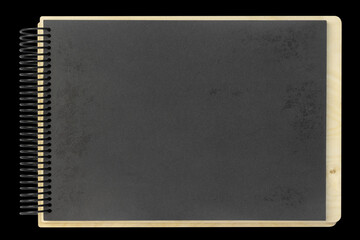 a paper page notebook isolated on the black background