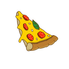 Cheesy Delight A Pizza Slice Illustration on a Pure White Background