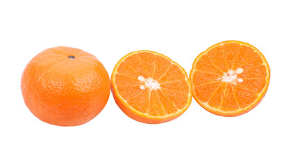tangerine or mandarin fruit with leaves isolated transparent png