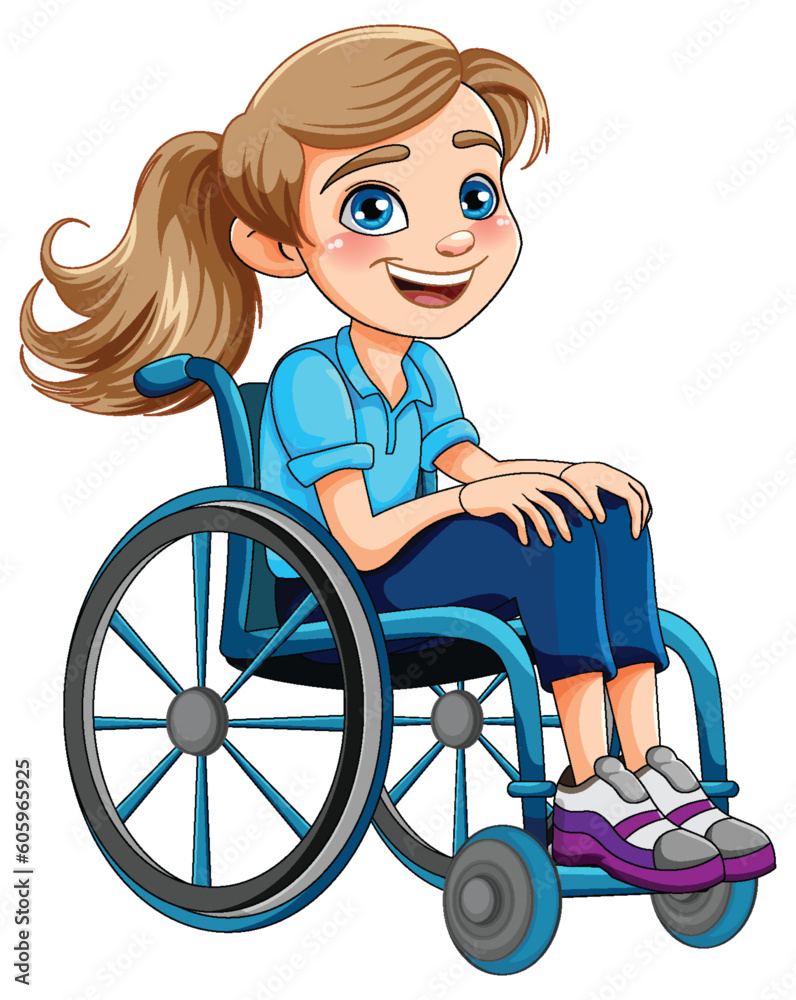 Sticker disable woman sitting on wheelchair