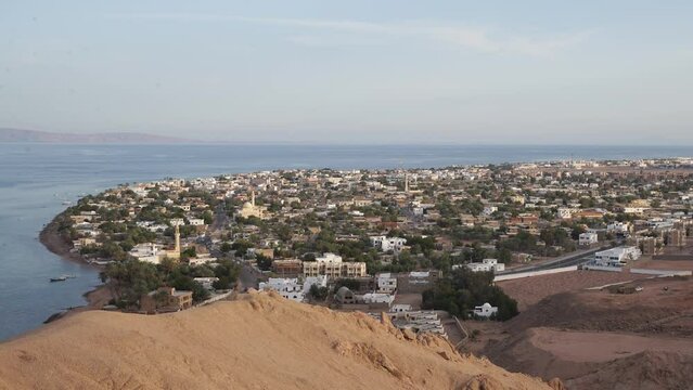 Panorama Of Dahab Cityscape And Jaz Belvedere Resort In Dahab, Egypt. Hyperlapse