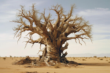 tree in the dessert, impacts of deforestation. generative AI