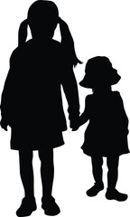 Vector silhouette of children on white background.
- 605968717