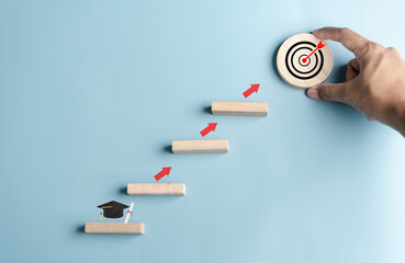 Steps of education leading to success goal. Taking strategic steps towards graduation. Career path...