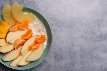 Healthy oatmeal with fruit. Fit wholesome breakfast