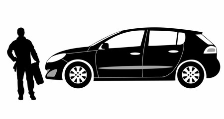 Plakat Car repair silhouette vector icon.