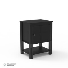 A black cabinet with a small drawer on the bottom.