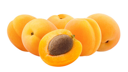 apricot isolated on white background, full depth of field