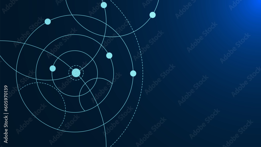 Poster geometric circuit dots and lines connection for communication technology and social network concept 