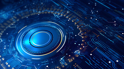 Abstract dark blue technical background. Technology background with line and dot particles surface. Futuristic digital innovation background vector illustration. Generative Ai