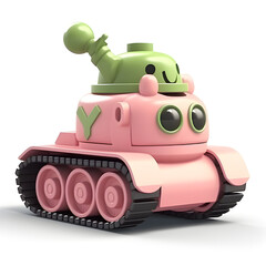 Cute tank isolated on background. Generative AI.