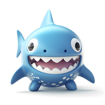 Cute shark isolated on background 3d rendering.