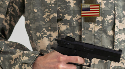 Fototapeta premium American soldier with a gun