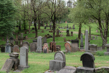 Naklejka premium Graves in the Glasgow Necropolis, Scotland