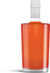 Rum Whiskey Cognac Bottle With Liquid 3D Rendering