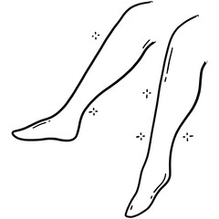 Smooth female legs after epilation and hair removal, doodle cartoon icon