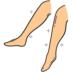 Smooth female legs after epilation and hair removal, doodle cartoon icon