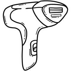 Photoepilator or Flash Epilator for hair removal, doodle cartoon icon