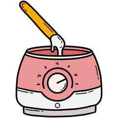 Wax heater for depilation with a spatula, paraffin hair removal, doodle icon