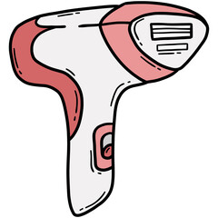 Photoepilator or Flash Epilator for hair removal, doodle cartoon icon