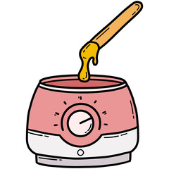 Wax heater for depilation with a spatula, paraffin hair removal, doodle icon