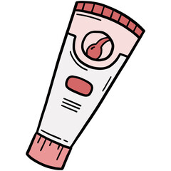 Depilation and hair removal cream in a tube with a spatula, doodle cartoon icon