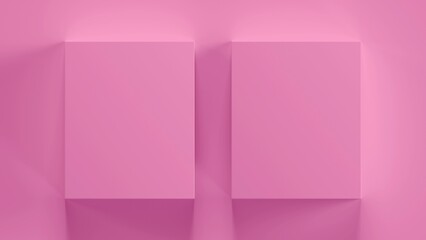ピンクの立方体のフレームが2つある3D背景テンプレート素材