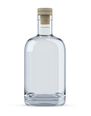 Rum Vodka Wodka Bottle With Liquid 3D Rendering - obrazy, fototapety, plakaty