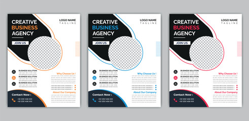 Creative business agency flyer template design . marketing, business proposal, promotion, advertise, publication, cover page. marketing social media post template.