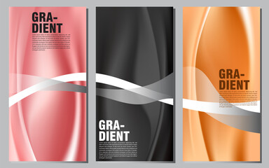 Set Abstract Background Smooth Gradient Mesh Wave Design. Banner Template Vector