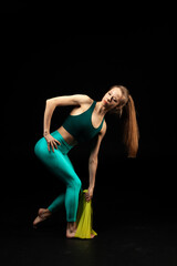fitness and yoga girl on a black background
