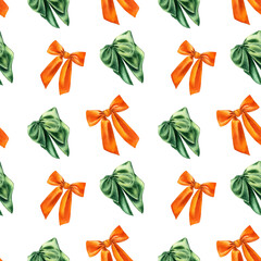 Hand painted bows illustration. Seamless pattern - 605977536