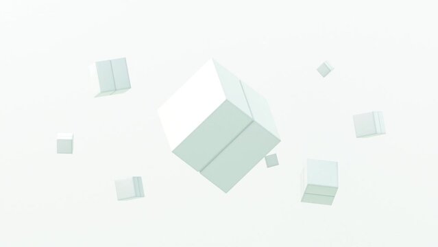 Abstract animation of white cube geometric, 3d loop animation render.