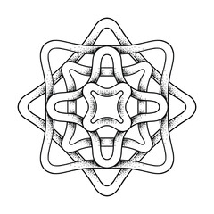 Mandala Hand Drawn in Black and White Color