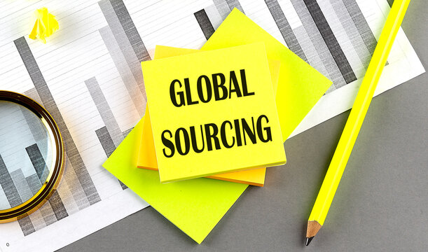 GLOBAL SOURCING text on sticky on sticky on chart with pen