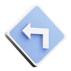 3d render turn left illustration for getting to know traffic signs