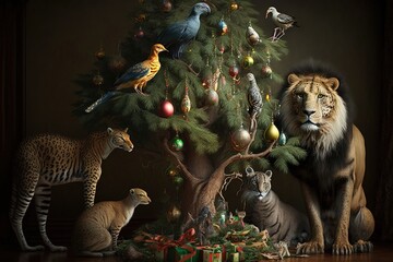 Wild Zoo Animals on White Web Banner, hyperrealism, photorealism, photorealistic