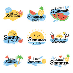 Set of summer label vector