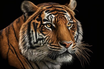 Head of sumateran tiger, hyperrealism, photorealism, photorealistic