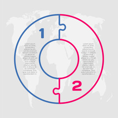 Diagram infographic for 2 steps, circle puzzle