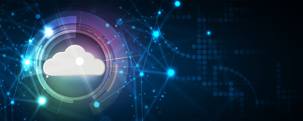 Cloud technology. Integrated digital web concept background
