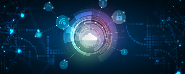Fototapeta premium Cloud technology. Integrated digital web concept background