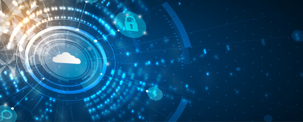 Cloud technology. Integrated digital web concept background