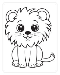 Cute Lion, Lion illustration, Cute Lion Coloring Pages for kids, Black and white, Coloring Pages for kids, Animals.