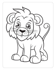 Cute Lion, Lion illustration, Cute Lion Coloring Pages for kids, Black and white, Coloring Pages for kids, Animals.