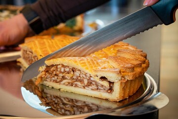 Closeup of cut of biscuit