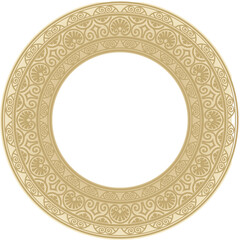 Vector gold round classic renaissance ornament. Circle, ring european border, revival style frame..