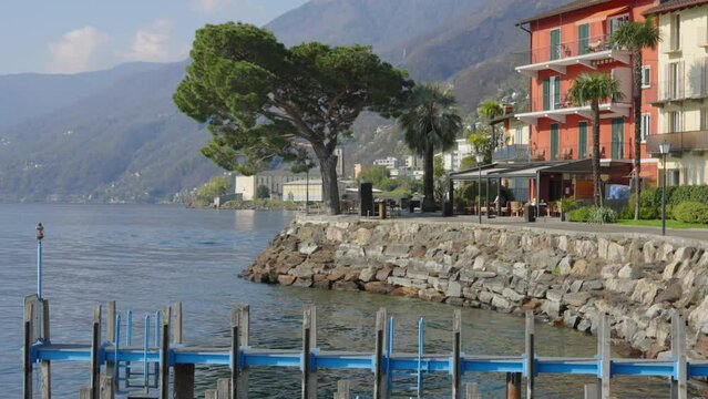 Lakeside Promenade of Brissago City on Lago Maggiore